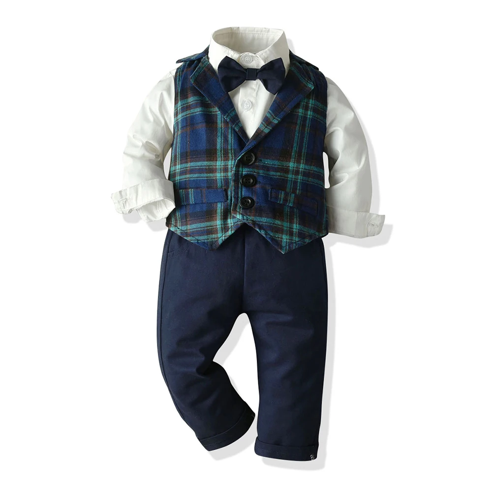

Tem doger winter baby boys clothing suits white shirts+vest+pants 3 pcs suits gentleman clothes cute infant outfits