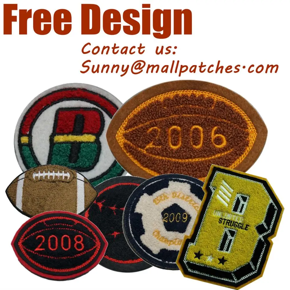 

Colorful Custom Chenille Patches Letters patches For Hoodie stick-on Backing Name Chenille Patches