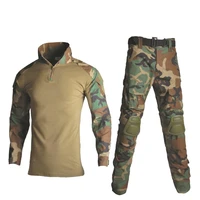 military uniform shirt pants with knee elbow pads outdoor airsoft paintball tactical ghillie suit camouflage hunting clothes