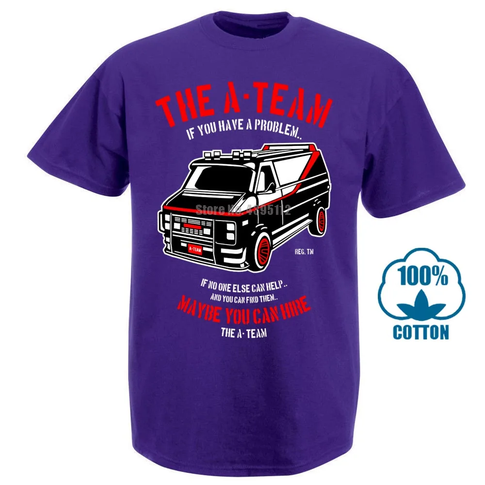 Фиолетовый A Team Auto Car футболка забавный фильм - Цвет: Фиолетовый