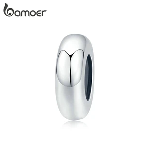 Bamoer Настоящее серебро 925 пробы простой минималистичный силиконовый фиксатор Шарм для оригинального браслета ювелирные аксессуары SCC1450