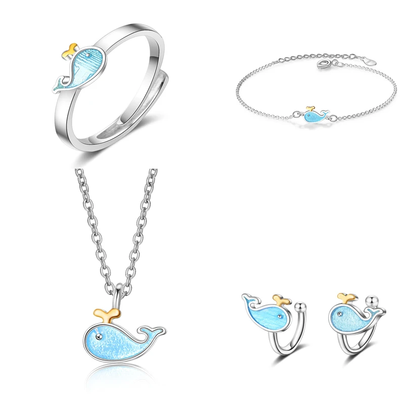 Женский ювелирный комплект ожерелье + серьги кольцо браслет из серебра 925 пробы с