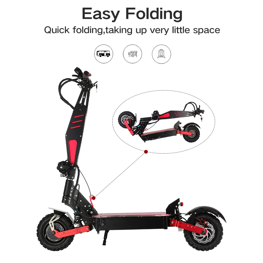 Verkaufen Elektrische Roller Erwachsene, 5600W Moter Schnelle Faltbare E Fahrrad, Max Geschwindigkeit Zu 80 Km/h, Off Road Dual Motor Mit Sitz Panasonic Batterie