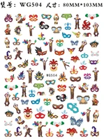 cartoon nail art sticker for pop finger party nail tip body decoration self glue nail decal wg062
