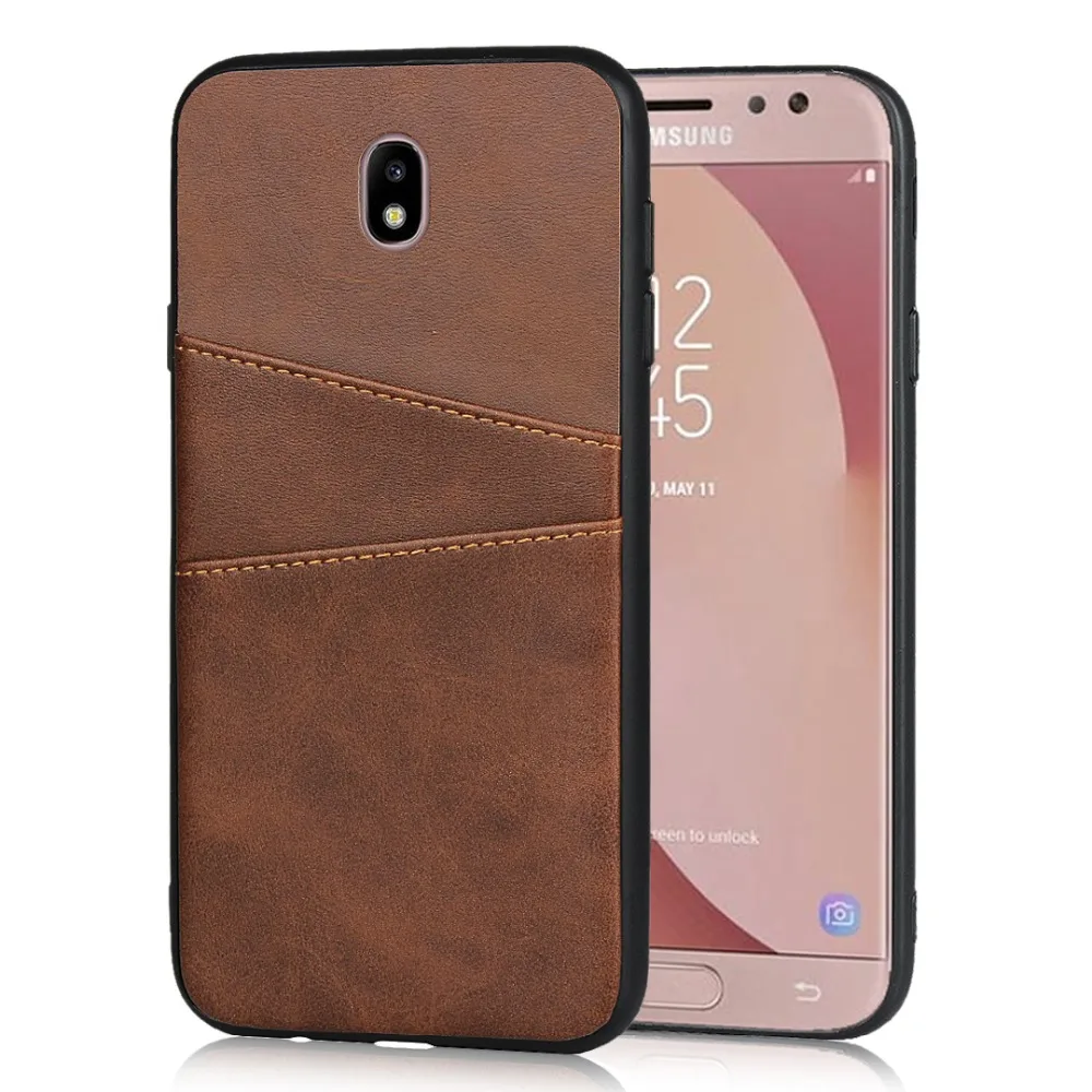Чехол для мобильного телефона для Samsung Galaxy J3 кожаный силиконовый ударопрочный чехол с карманом для карт