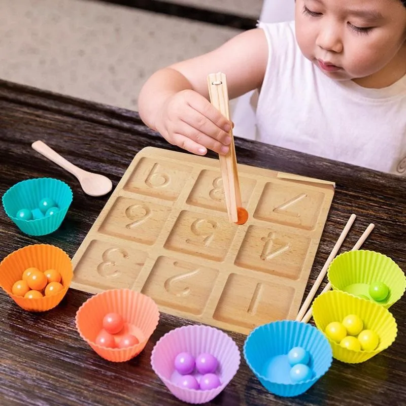 

Wooden Digit Numbers Tracing Board Beads Matching Learning Math Game Child Educational Toys For Kids Sorting Montessori Toys