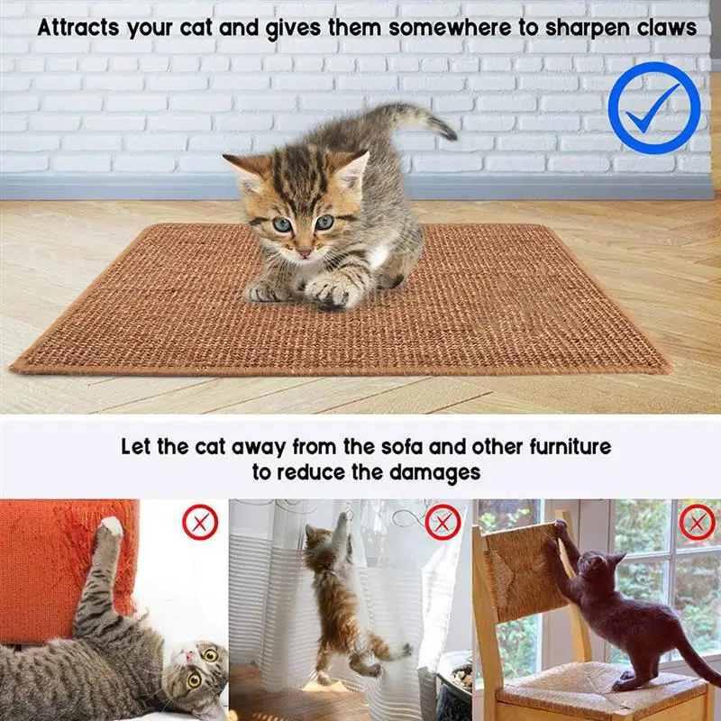 Natural Sisal Cat Scratching Post Mat Scratcher Board Pad Mats Toy Climbing Tree Litter Lounger Pet cool mat Random color | Дом и сад