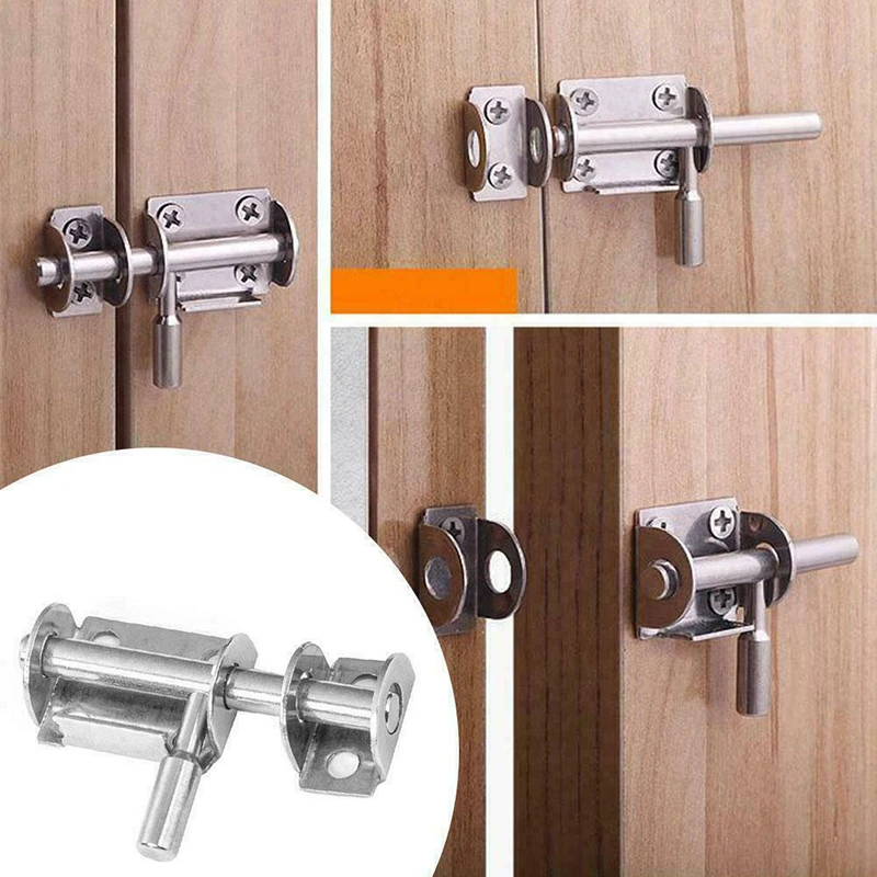 

Stainless Steel Door Latch Lock Rust proof Safety Silver Wooden Hardware