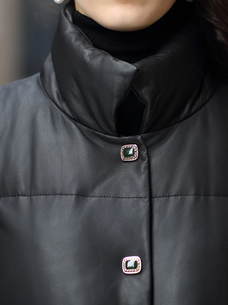 

JCHB 2021 New winter autumn and Leather leather coat women's long casual sheepskin down jacket loose coat T