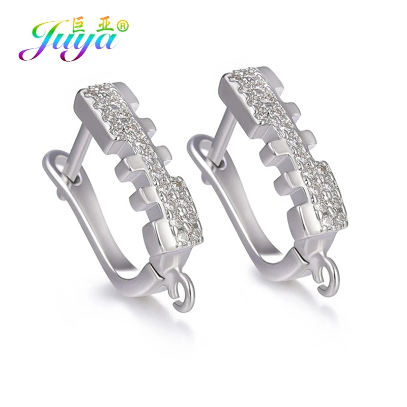 White Gold Juya DIY для женщин изготовление сережек ручной работы материал медь креативный замок для сережек основные серьги крючки Аксессуары - Цвет: White Gold