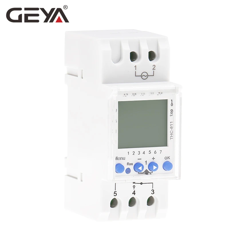 GEYA THC-811 Din Rail 24 часов цифровой таймер с литиевой Батарея 6 Язык еженедельно таймеры