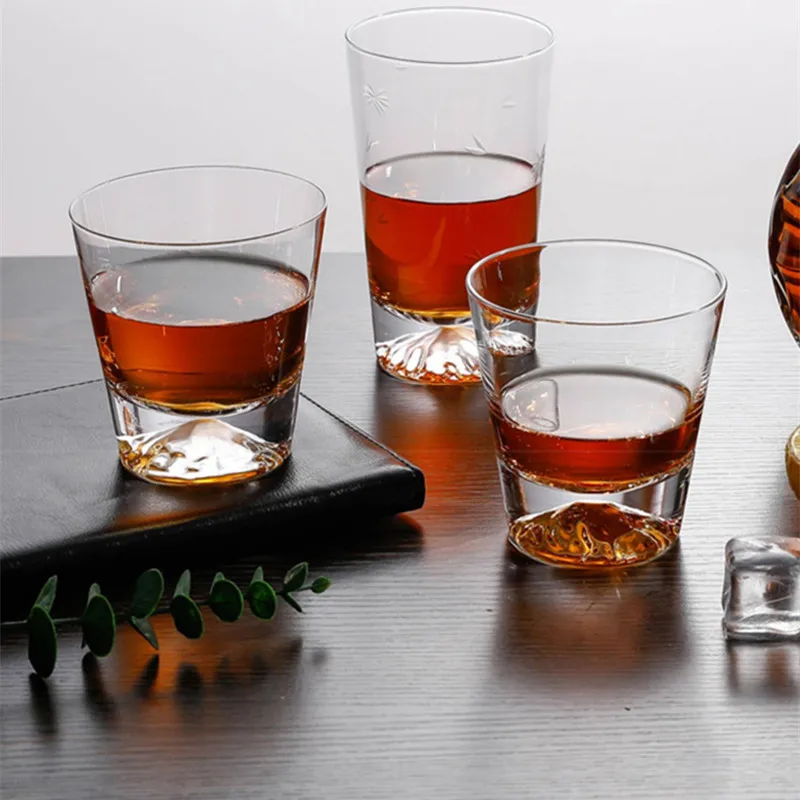 

280ML Japanese Mount Fuji Crystal Wine Glass Snow Mountain Whisky Rock Glasses Snowberg Whiskey Tumbler Water Cup