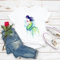 2021 colorful mermaid animal clothes graphic print t shrits women t shirt female clothing casual short sleeve summer tops