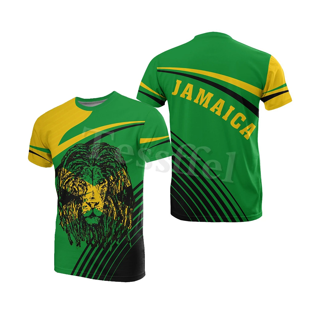Tessffel Jamaika Lion Emblem Sommer Neue Mode 3D Drucken Tops T T-shirt Männer Frauen Kurzarm t-shirt Streetwear Stil-21