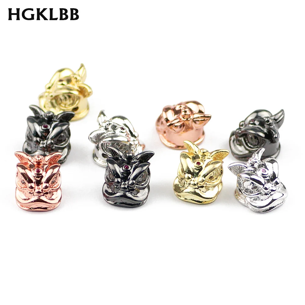 

HGKLBB 4 шт. медные бусины в виде головы льва, подвески в виде животных, свободные бусины для изготовления ювелирных изделий, подвески, браслеты,...