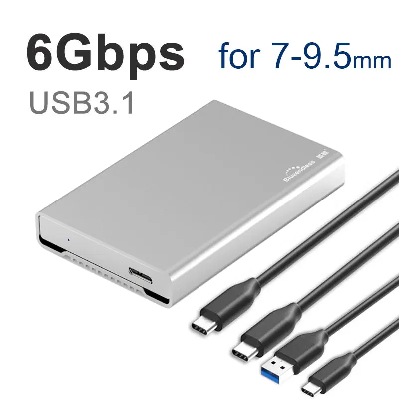 C-A C-C for 9.5 mm Корпус для жесткого диска usb 3,1 type C полностью металлический алюминиевый жесткий диск caddy 2,5 чехол для внешнего жесткого диска для sata hdd ssd blueendless - Цвет: C-A C-C for 9.5 mm