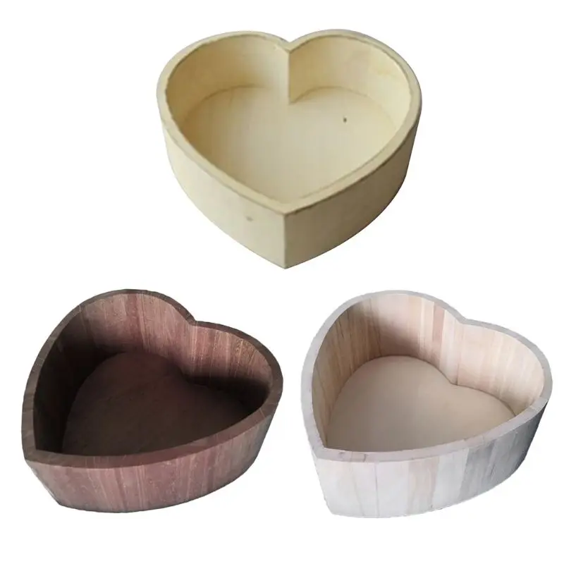 

Vintage Baby Photography Props Wooden Heart Shape Box Newborn Infants Photo Posing Shooting Prop Accessories