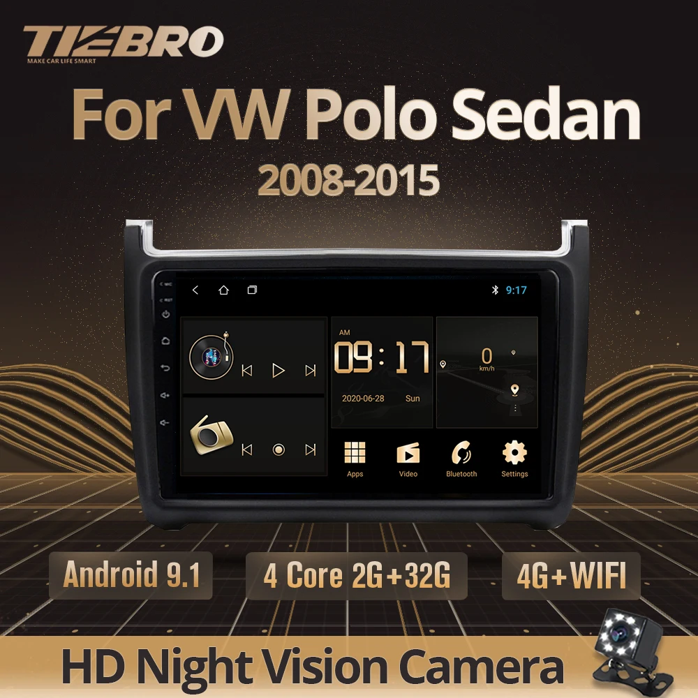 Автомагнитола TIEBRO 2din Android 9 0 для Volkswagen VW Polo Sedan 2008-2015 автомобильный мультимедийный