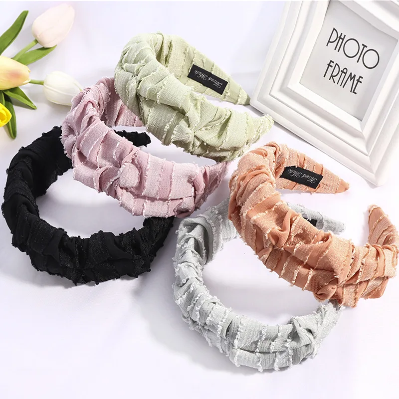 

Fashion Hair Band Five Flower Solid Color Folds Pattern Hair Hoop Headbands Designer Haarband Hair Accessories For Women