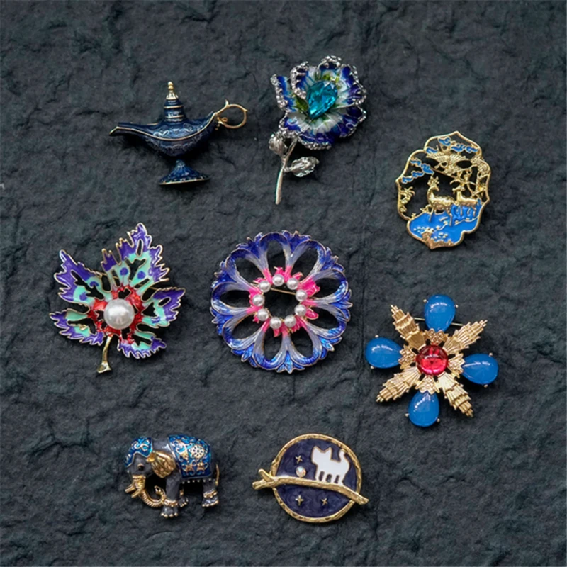 Женская/Мужская брошь с жемчугом в виде слона оленя металлическое растение стиле