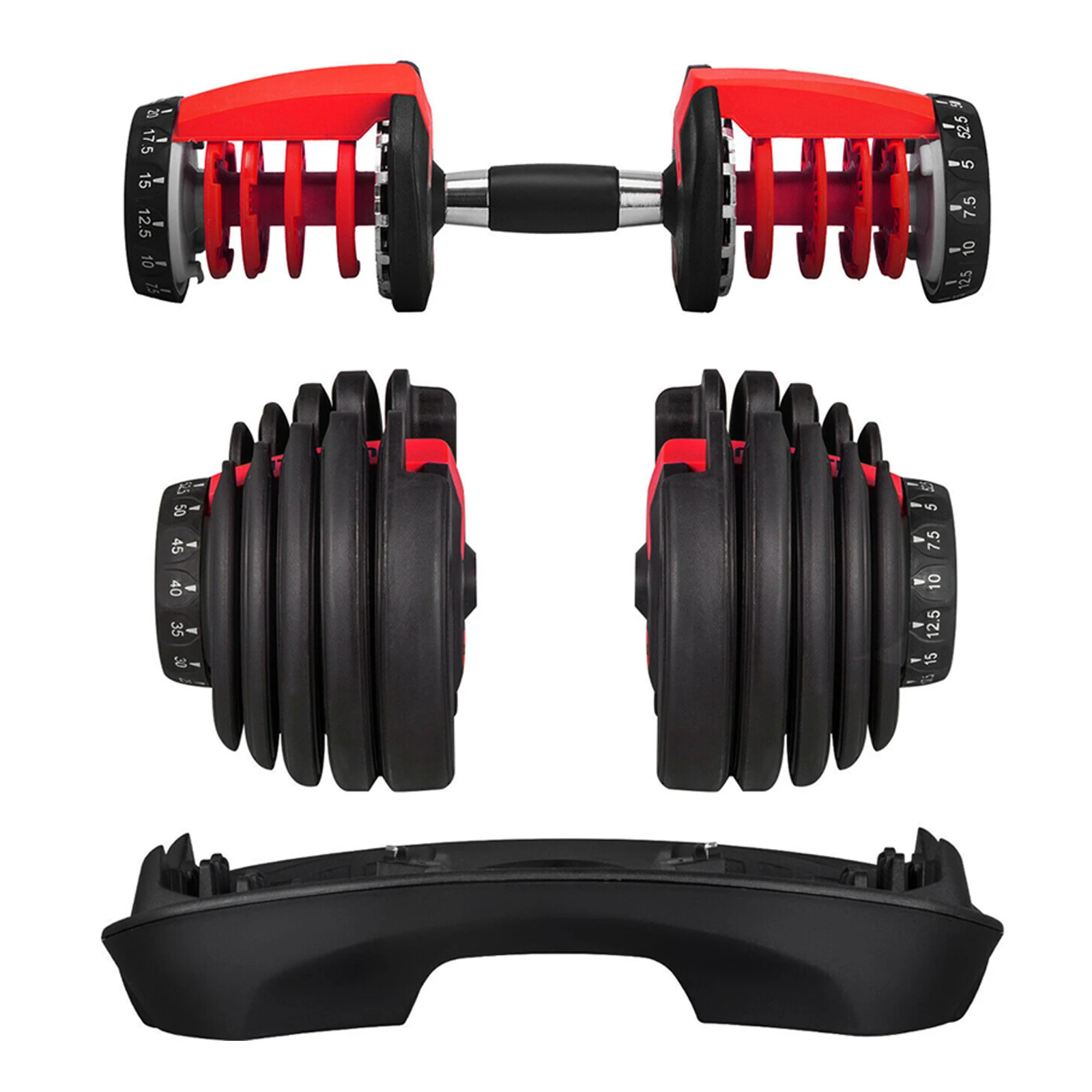 

Adjustable Dumbbell Set 24kg/52lbs Selectable Weights Dumbbell Home Gym Fitness Lifting Strong Exercise At Home