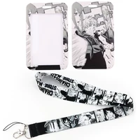 lx820 cool chainsaw man anime keychain lanyard id card badge holder phone neck rope for whistle usb neck strap lariat fans gifts
