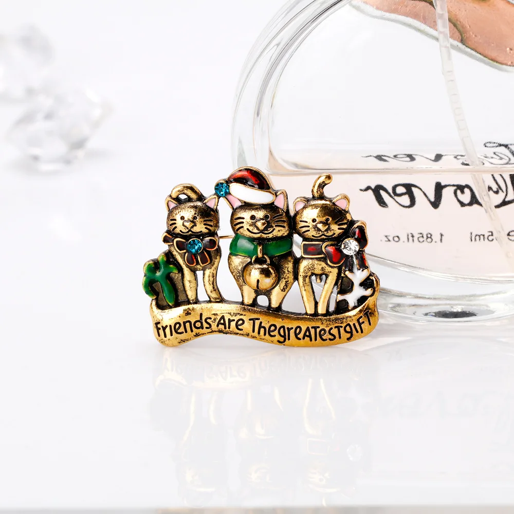 Рождественская брошь с котом милые ювелирные изделия аксессуары для одежды