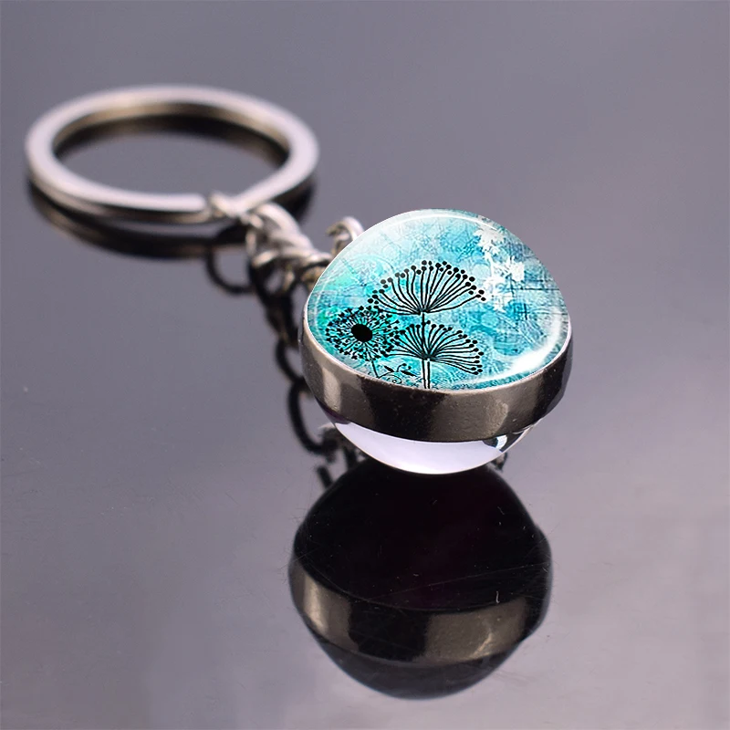 Морская жизнь, ювелирное изделие, морская черепаха, дельфин, ракушки, брелок для ключей, стеклянный шар, брелок, металлическая подвеска, аксессуары, сувенир, подарок - Цвет: as show