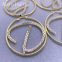 aurolaco custom name initials earring with diamond custom bling hoop earring personality jewelry for women anniversary best gift