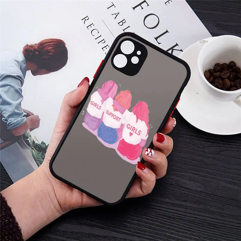 

Minimal Girl Power Feminist Phone Case matte transparent For iphone 7 8 11 12 plus mini x xs xr pro max cover