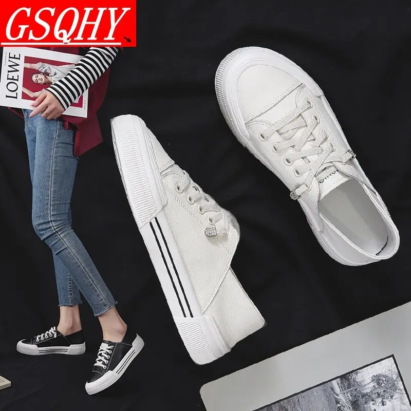 

Женские туфли из натуральной кожи, Белые Повседневные Удобные спортивные туфли с круглым носком и закрытым носком, весна-осень 2021