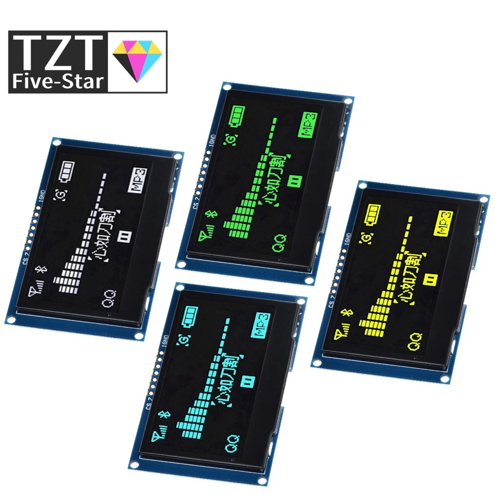 ЖК-экран TZT 2 42 дюймов дюйма белый/желтый 128x64 OLED модуль дисплея IIC I2C SPI Serial для C51