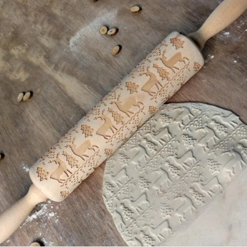 Кухонные инструменты аксессуары деревянная Скалка текстурированный ролик для