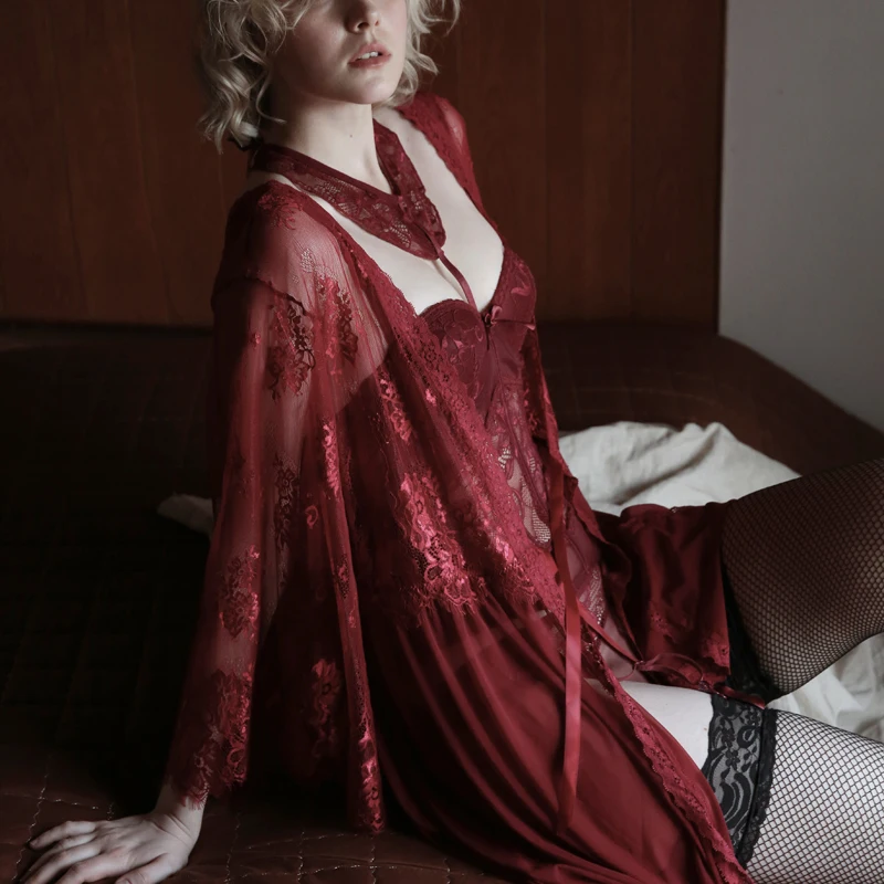 Пикантный банный халат соблазнительная прозрачная Пижама комплект нижнего