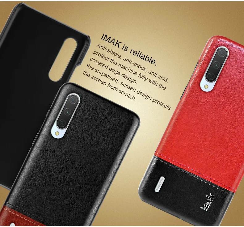Imak роскошные чехлы Ruiyi для Xiaomi mi 9 Lite A3 mi A3 CC9e CC9 чехол тонкая задняя крышка чехол для телефона жесткий ПУ ПК coque деловые обложки