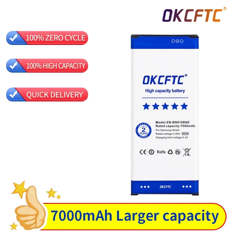 

For Samsung Galaxy NOTE 4 N910A N910U N910F N910H N910V N910C 7000mAh Replacement Battery EB-BN910BBE