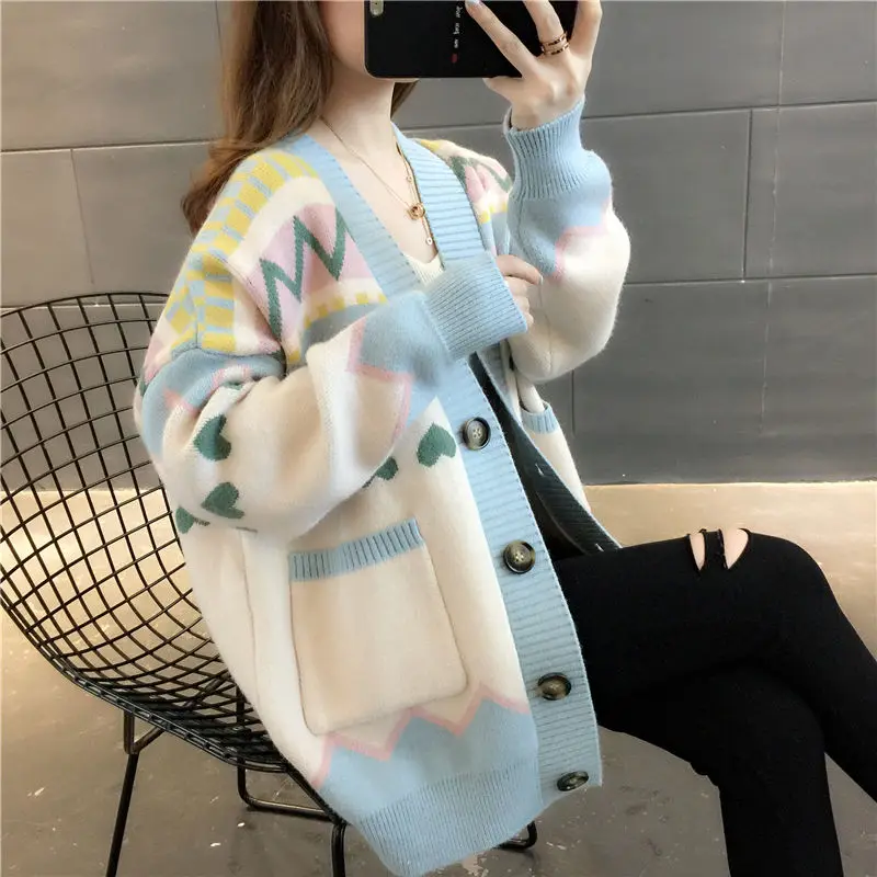 Ленивый свитер от ветра женский кардиган 2021 осень новая Женская Корейская версия