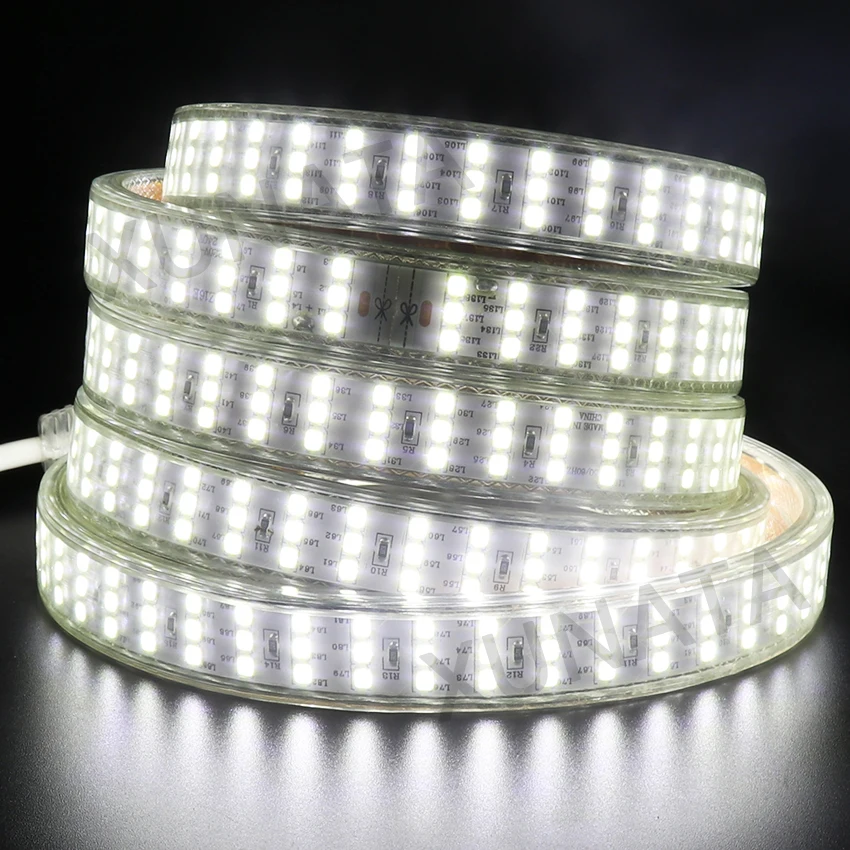 White n US Plug 110 В SMD2835 Светодиодная лента 276 светодиодный s/m трехрядная водонепроницаемая светодиодная лента белый теплый белый высокий яркий светодиодный лента с штепсельной вилкой США домашний декор - Испускаемый цвет: White n US Plug