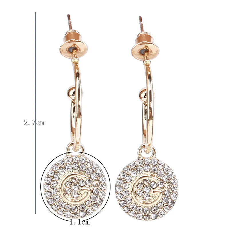 

Women Girl Earring White Rhinestone Crystal Round Metal Zircon Ear Stud Earrings Patry Earring Jewelry