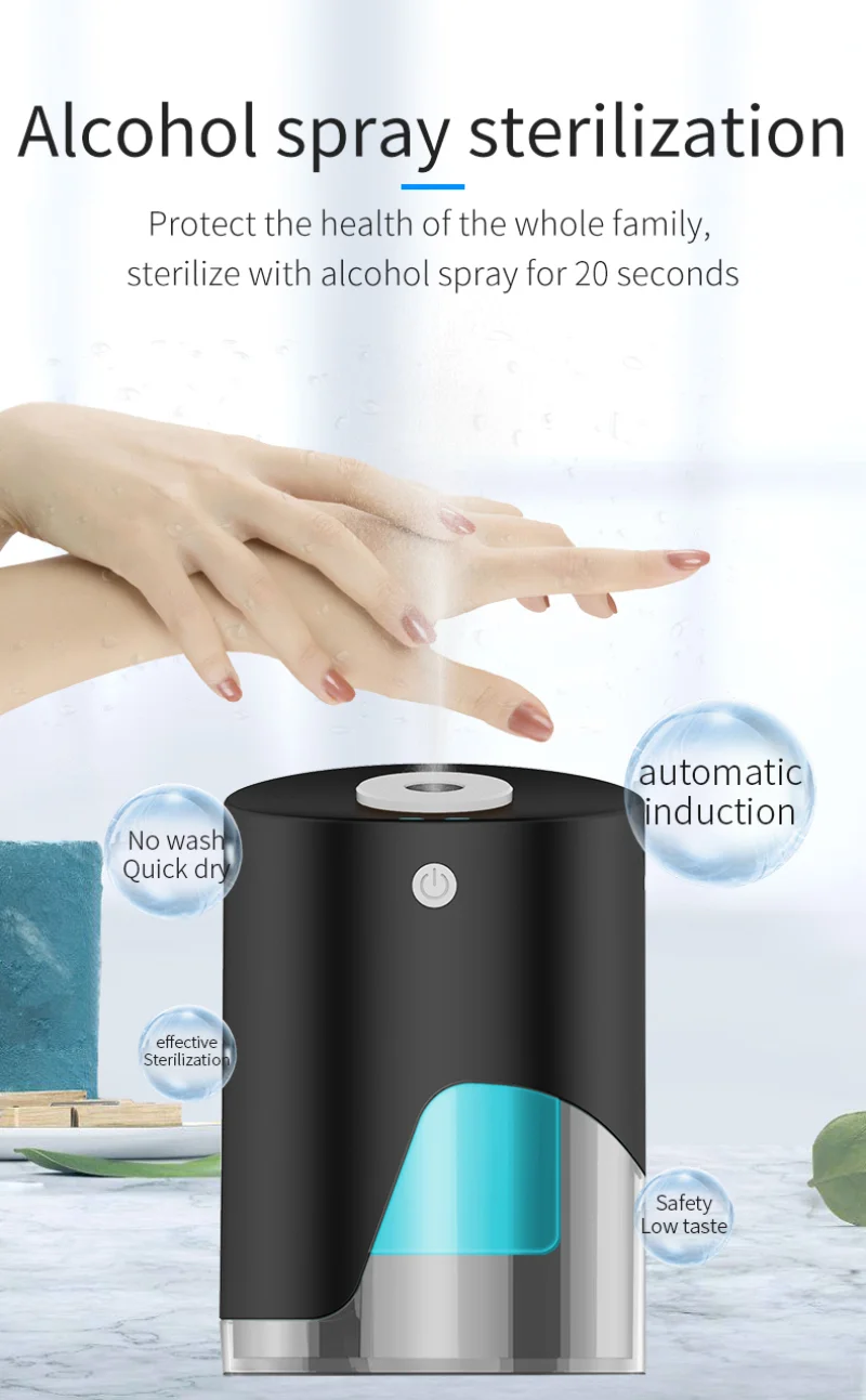 

Hand Induction Alcohol Sterilization Spray Soap Dispenser Automatic Induction Sprayer Infrared Intelligent