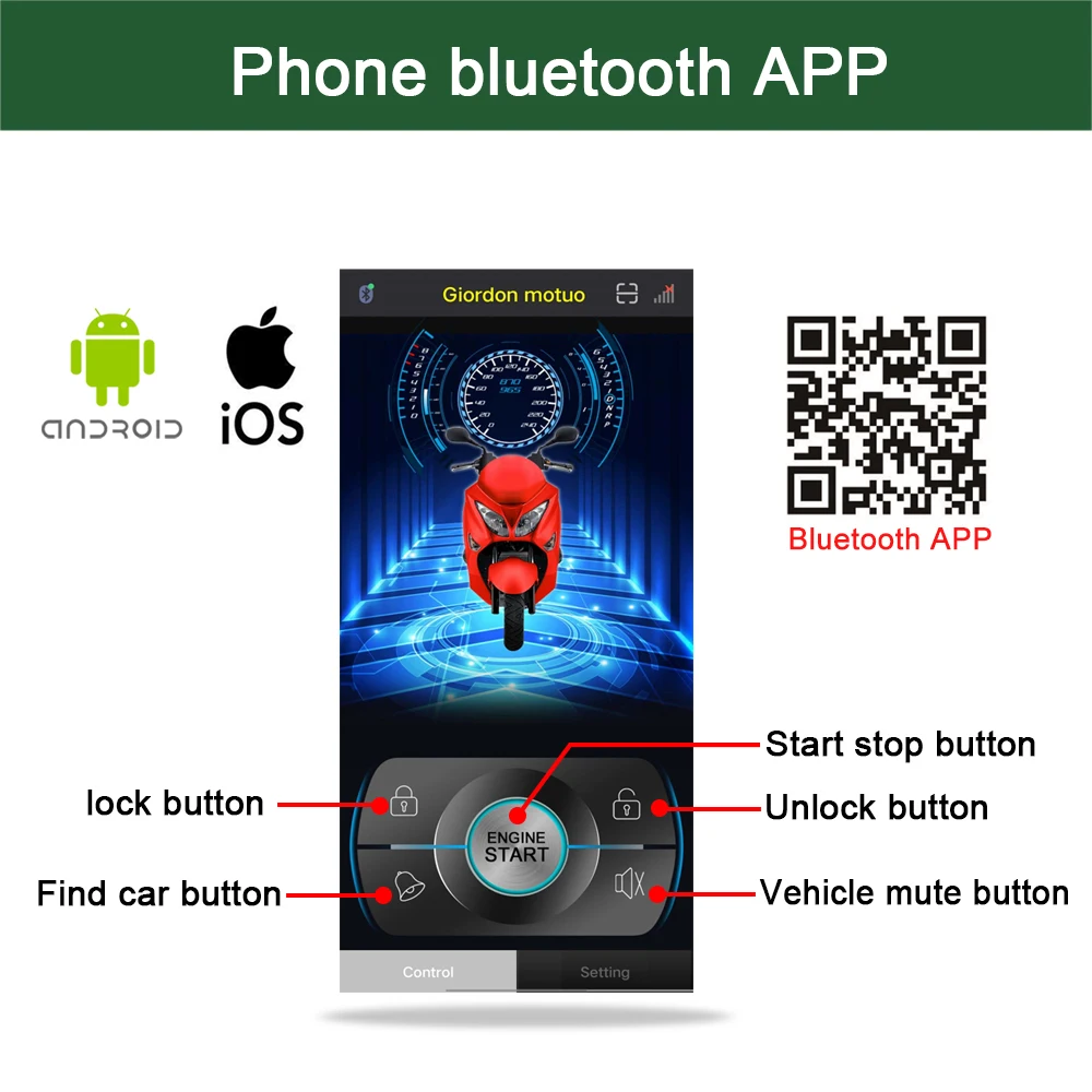 

12V Car High Power Siren Security Alarm System Remote Control Anti-theft Motorcycle Bike High Power Smartphones control the car