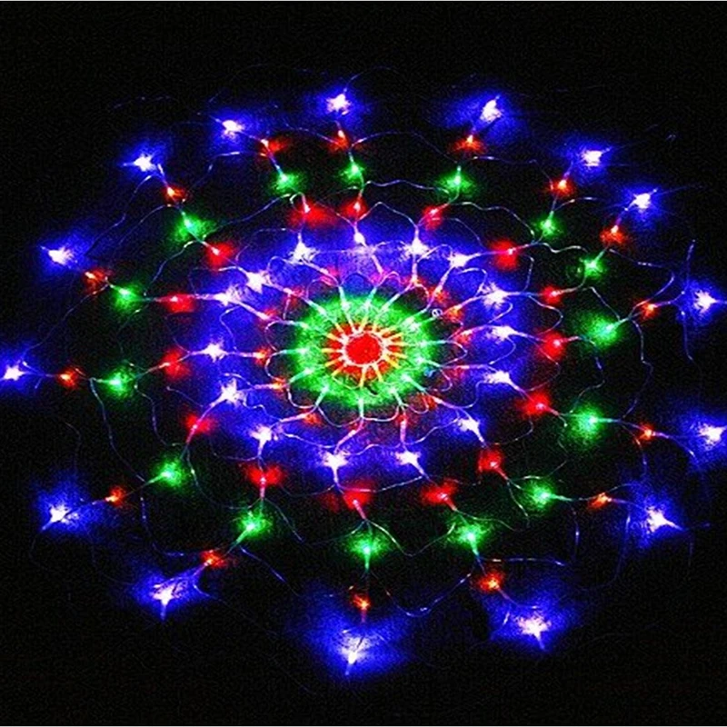 

1.2m 120Leds 8 modes AC 220V Colorful Spider Web Led Fairy string Lights Festival Party Layout Hotel Chandelier Net Lights