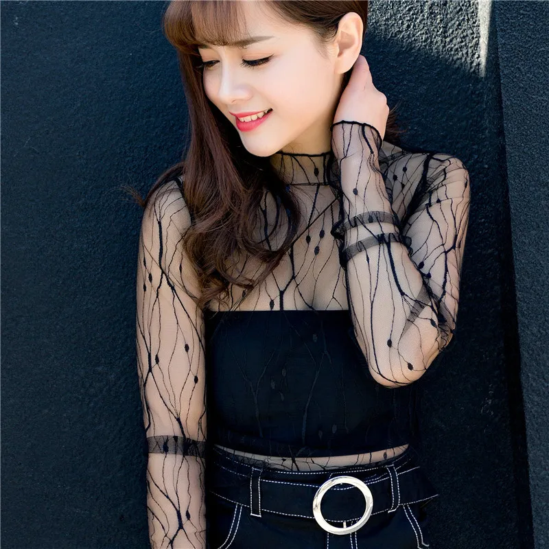 

A Perspective on the Sexy Long-sleeved Lace Shirt with Small Standing Collar