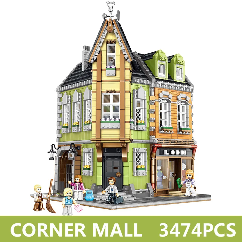 DHL City Street View серия угловой магазин модель MOC строительные блоки кирпичи Детские игрушки Подарки Рождественский подарок - Цвет: 3474Pcs