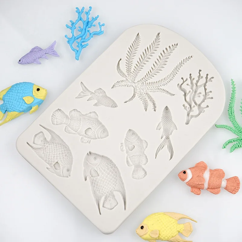 

Fish Sealife Silicone Mold 3D Wall Panel Modeling Concrete Molde De Silicone Stampi in Diy Clay Molds for Plaster Casting