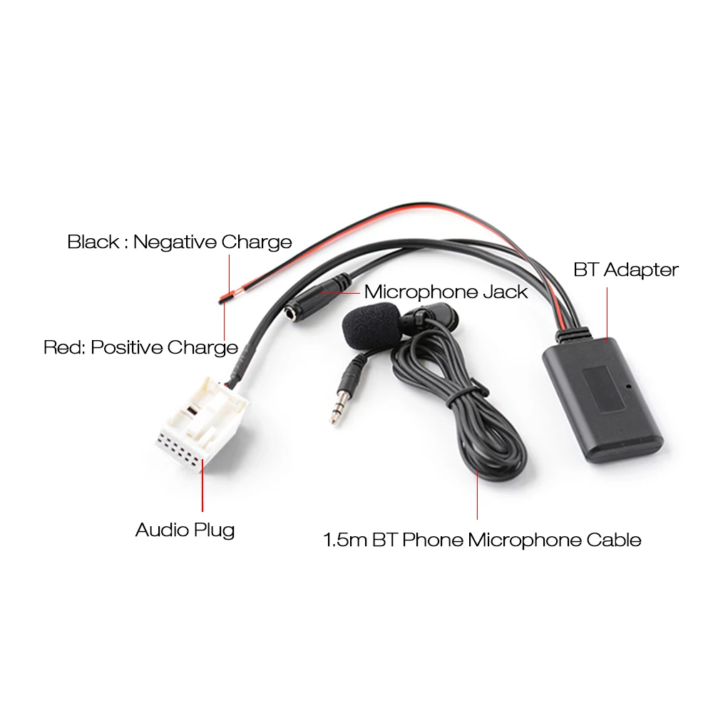 Автомобильный Bluetooth-адаптер для подключения стерео AUX аудио адаптер BT + микрофон
