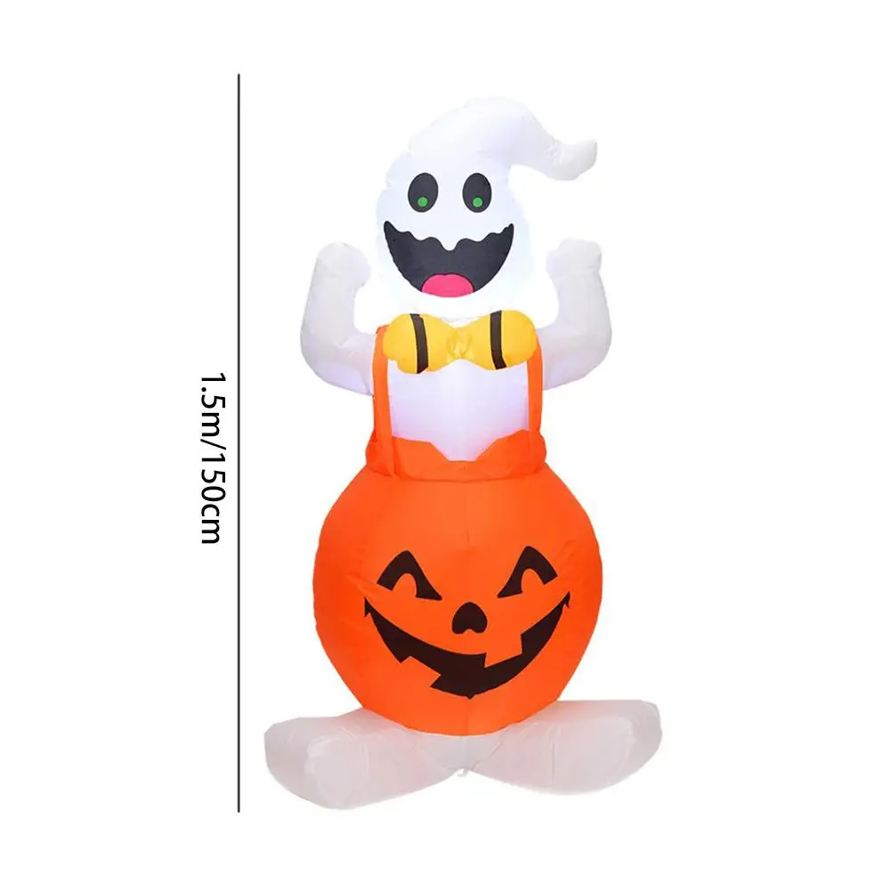 

Halloween Inflatable 4 Foot Blow Up Ghost Pumpkin With LED Lights For Outdoor Yard Shopping Mall Decor Halloween Party Supplies