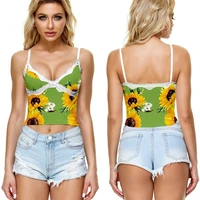 sunflower print funny women tank crop tops round neck sleeveless xxs 6xl casual summer vest for ladies y2k top mujer 2021