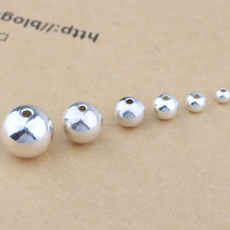 Маленькое отверстие подлинное Настоящее чистое твердое серебряные бусины 925