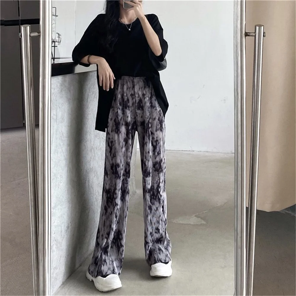 

DAILOU Casual High Elastic Women 2 Piece Set Fashion Short Sleeve Top + Soft Wide Leg Pants Suits Summer Lady Loose Outfits 2021
